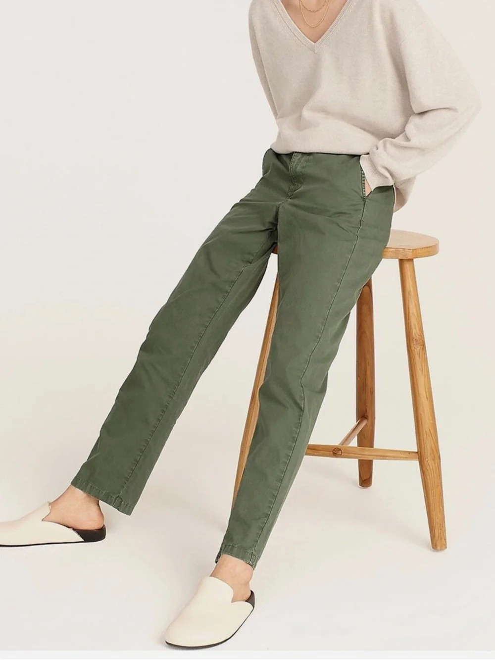J. Crew Olive Green Slouchy Boyfriend Chino Pants 27 NWT